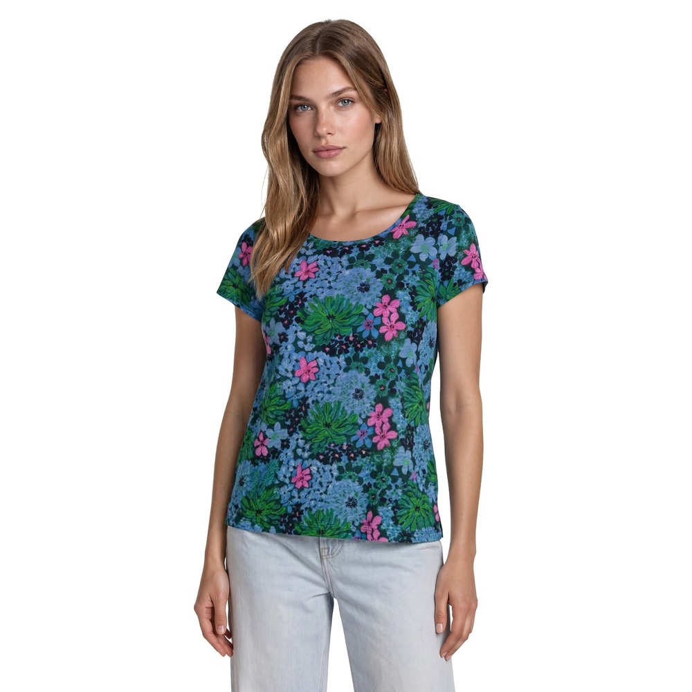 Lilly Pulitzer Top Women's Size Medium Blue Green Pink 100% Cotton Floral Shirt